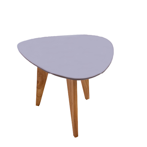 Mesa Púa mediana tapa fibrolaqueado gris patas madera paraíso